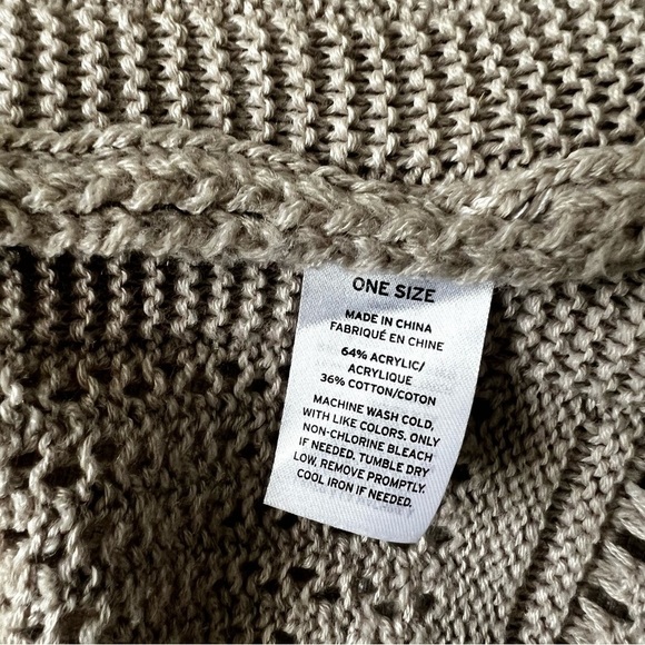 Treasure & Bond Taupe Armholes One Size Open Front Fringe Color Taupe - Picture 7 of 7